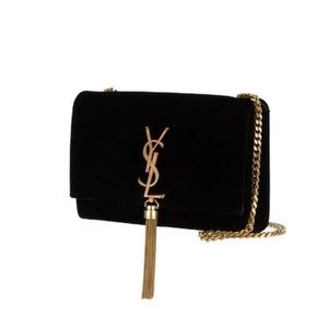 YSL black suede purse with gold hardware